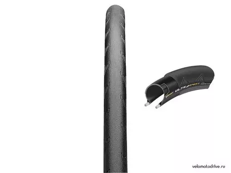 Велосипедная покрышка Continental Ultra Sport II, 700 x 32C, чёрный/чёрный Skinwall, складная, 150142