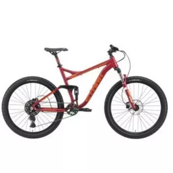 Велосипед горный Stark Tactic FS 27.5", красный матовый/оранжевый, 2024, HQ-0014188