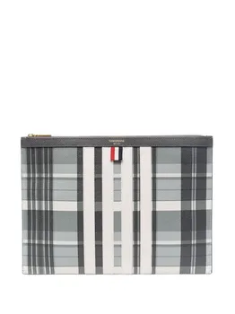 Клатч с контрастной отделкой THOM BROWNE, серый
