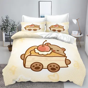 Новый комплект постельного белья с 3D-принтом в виде животных Kawaii Capybara для мальчиков и девочек Twin Queen Size, пододеяльник, наволочка, детская кровать, домашний текстиль для взрослых EU Twin 135x200cm