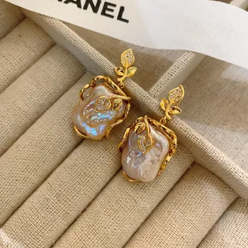 Барочный кулон, ожерелье из пресноводного жемчуга, цепочка на ключицу, женская французская цепочка-подвеска класса люкс 22 карата.
