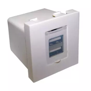Модуль Lanmaster LAN-EZ45x22-2UAA/2.1-WH USB-зарядки, 2*USB-A, 2.1A/5V, 45x22.5, белый