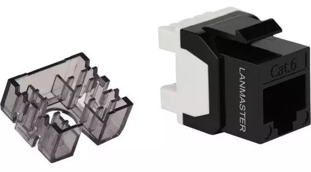 Модуль Lanmaster LAN-OK45U6/180N-BK Keystone, RJ45, неэкранированный, кат.6, без шторки, 180 градусов, черный