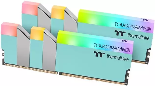 Модуль памяти DDR4 16GB (2*8GB) Thermaltake RG27D408GX2-3600C18A TOUGHRAM RGB turquoise PC4-28800 3600MHz CL18 радиатор 1.35V RTL