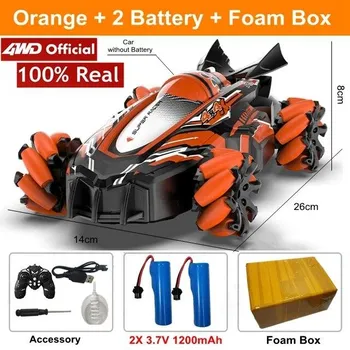 4WD Drift RC автомобильный радиоприемник с жестами, индукционный музыкальный свет, трюк, дистанционное управление, гоночный 4x4, внедорожный спрей, игрушки для мальчиков, подарки для детей 1 battery оранжевый