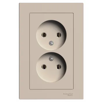 Розетка двухместная без заземления Systeme Electric ATN001220 AtlasDesign 16А, в сборе, Песочный