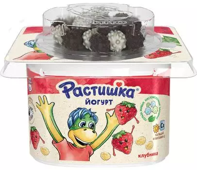 Йогурт Растишка Клубника со злаковым драже в шоколаде 3% 115г