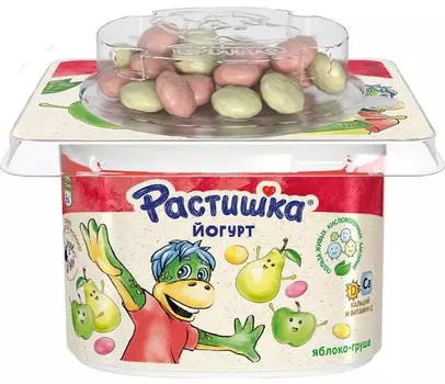 Йогурт Растишка Яблоко-Груша с печеньем в шоколаде 3% 118г