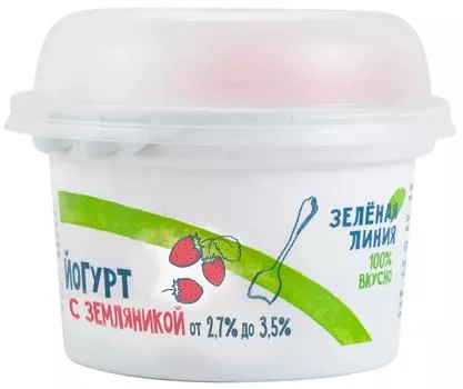 Йогурт Зеленая линия с земляникой 2.7-3.5% 200г