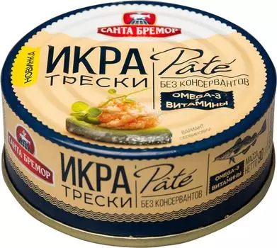 Икра трески Санта Бремор Pate 90г - Vprok.ru Перекрёсток