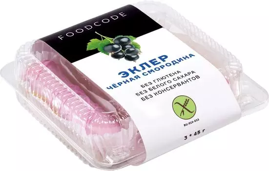 Эклер FOODCODE с начинкой Черная смородина 45г*3шт