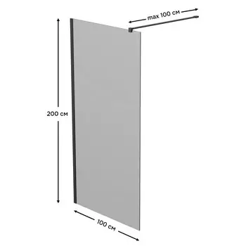 Душевое ограждение Reflexion Walk in 200x100см, тонированное закаленное (RX200100TBL-15)