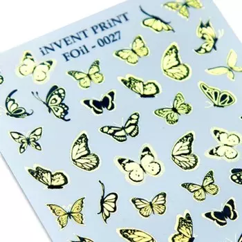 Набор, iNVENT PRiNT, Фольгированный слайдер «Бабочки» №FOiL-027, 3 шт.