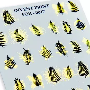 Набор, iNVENT PRiNT, Фольгированный слайдер «Веточки. Листья» №FOiL-017, 3 шт.