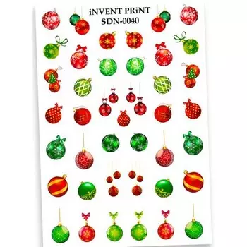 Набор, iNVENT PRiNT, Слайдер-дизайн «Новый год. Зима. Игрушки. Шары» №SDN-40, 3 шт.