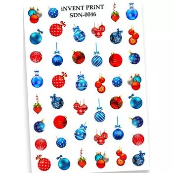 Набор, iNVENT PRiNT, Слайдер-дизайн «Новый год. Зима. Игрушки. Шары» №SDN-46, 3 шт.