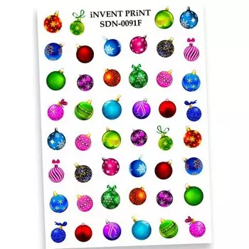 Набор, iNVENT PRiNT, Слайдер-дизайн «Новый год. Зима. Игрушки. Шары» №SDNF-91, 2 шт.