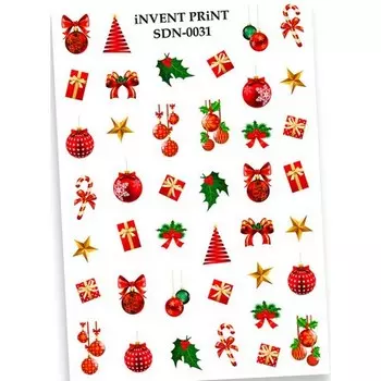 Набор, iNVENT PRiNT, Слайдер-дизайн «Новый год. Зима. Подарки. Игрушки. Шары» №SDN-31, 3 шт.