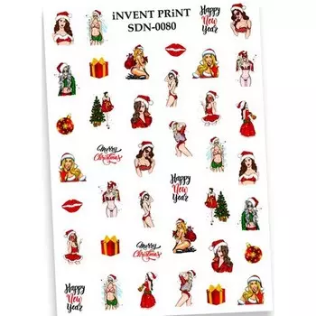 Набор, iNVENT PRiNT, Слайдер-дизайн «Новый год. Зима. Рождество. Девушки» №SDN-80, 3 шт.
