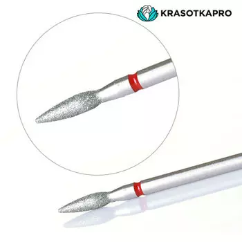 Набор, KrasotkaPro, Фреза алмазная «Пламя закругленное» D=2,3 мм, L=8 мм, красная, 3 шт.