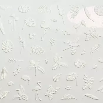 Набор, Anna Tkacheva, 3D-стикер №050 «Листья. Фламинго», белый, 2 шт.
