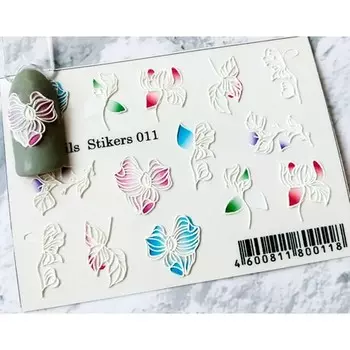 Набор, DartNails, 3D-стикер «Цветы микс» №011, 2 шт.