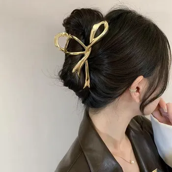 Big Metal Geometric Hair Claw Crab Hairpins Fashion Cross Hair Clips Barrettes Women Girls Korean Ponytail Clip Hair Accessories