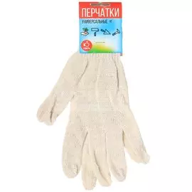 Перчатки х/б, без покрытия, универсальный размер, 7.5 класс вязки, 4 нити, белая основа, европодвес