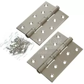 Петля врезная для деревянных дверей, Apecs, 120х80х3 мм, B4-Steel-NIS, 13737, универсальный, с 4 подшипниками, матовый никель