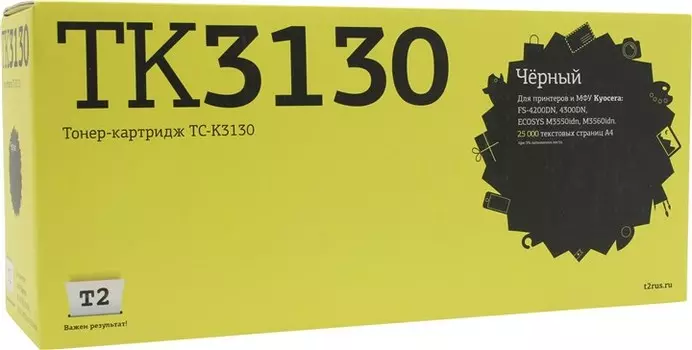 Картридж лазерный T2 TC-K3130 (TK-3130/1T02LV0NL0), черный, совместимый для Kyocera FS-4200DN/4300DN/ECOSYS M3550idn