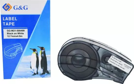 Кассета с лентой G&G M21-500499, 1.27 см x 4.9 м, черный на белом, совместимая (GG-M21-500499)