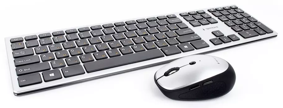 Клавиатура + мышь Gembird KBS-8100, беспроводной, Bluetooth, черный/серебристый (KBS-8100)