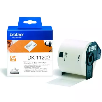 Кассета с наклейками Brother DK11202, 300 шт 62x100мм, черный на белом, оригинальная
