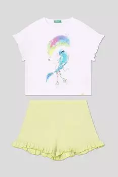 Пижама хлопковая с принтом Benetton Undercolors