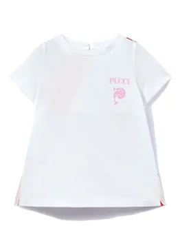 PUCCI Junior футболка из хлопка с принтом «Ирида», белый