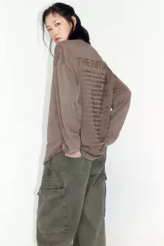Лонгслив oversize хлопковый с принтом