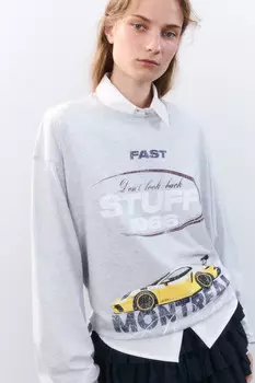 Лонгслив oversize с принтом