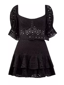 Платье из ажурного кружева broderie anglaise с поясом