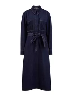 Платье-рубашка из денима с разрезами по бокам