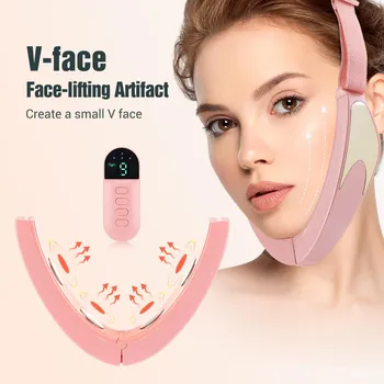 Микротоковое устройство для подтяжки лица V-face, подогреваемое омолаживающее средство для кожи, двойной подбородок, вибрационный массажер V-face, беспроводной пульт дистанционного управления