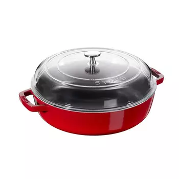 Staub Сотейник со стеклянной крышкой, 24 см, вишневый Staub