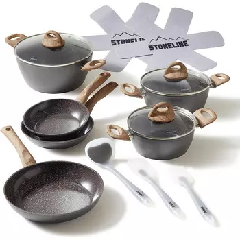 STONELINE Набор кухонной посуды 14 предметов, серый Ceramic 21078 STONELINE