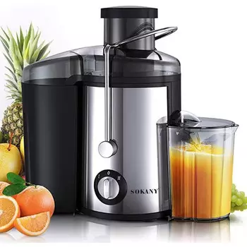 SOKANY Соковыжималка SOKANY SK-4000 / 800 Вт / большое загрузочное отверстие 65 мм / контейнер 450 мл / 2 скорости / черный