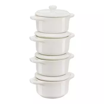 Staub Кокот круглый 10 см, 4 предмета белый Staub