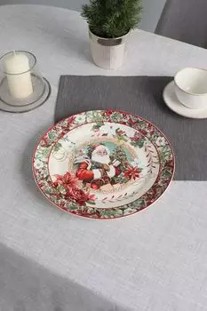 Блюдо сервировочное Vintage Santa Claus из фарфора COINCASA