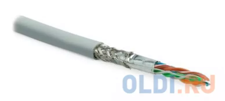 Hyperline SFUTP4-C5E-S24-IN-LSZH-GY-305 (305 м) Кабель витая пара SF/UTP, категория 5e, 4 пары (24 AWG), одножильный (solid), экран - фольга + медная