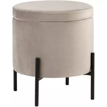 Пуф Грейс с ящиком велюр серо-бежевый УТ000035890 Stool Group