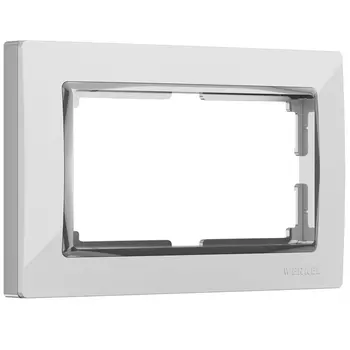 Рамка для двойной розетки Snabb (белый/хром) Werkel W0081901 (a051646)