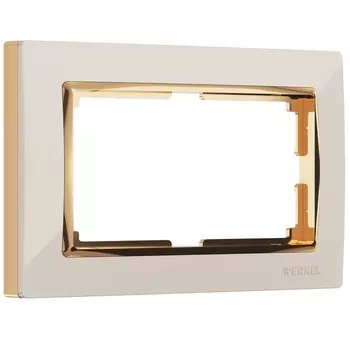 Рамка для двойной розетки Snabb (слоновая кость/золото) Werkel W0081932 (a051650)