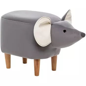 Пуф Leset Mouse COMBI (Фанера,Массив дерева,Велюр/Серый,Белый) арт.2500000190421